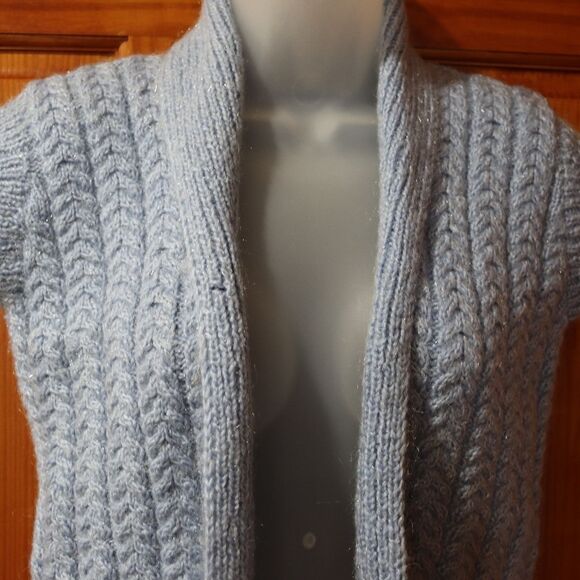 Y2K Baby Blue Sparkly Knit Sweater Vest Medium - Picture 3 of 8